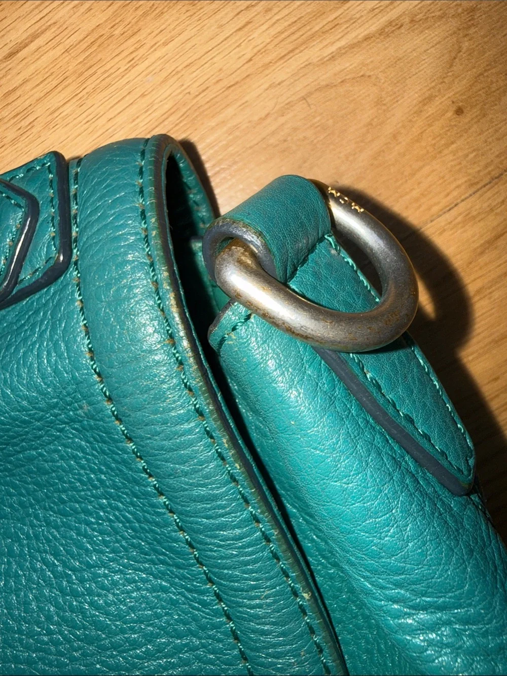 MCM Top Handle Bag Green Leather Crossbody
